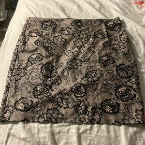 Lace Print Spandex Black Nude Mini Skirt Forever 21